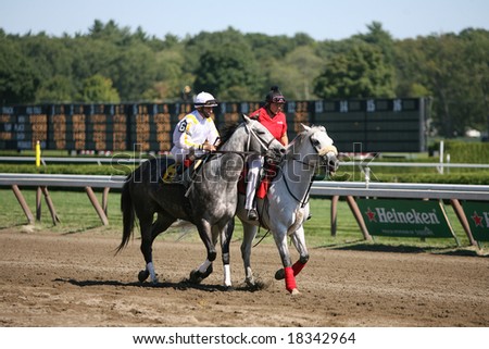 SARATOGA SPRINGS - September 1:  Leader of the Life with John Velazquez Aboard in the Post Parade for the Fifth Race on September 1, 2008 in Saratoga Springs, NY