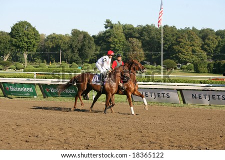 SARATOGA SPRINGS - September 1:  Street Light with Alan Garcia  Aboard in the Post Parade for the Quick Call Stakes on September 1, 2008 in Saratoga Springs, NY
