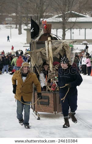 Lake George - February 7: Outhouse Races During Opening Day of the Winter Carnival on February 7, 2009 in Lake George, NY