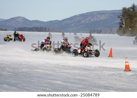 LAKE GEORGE, NEW YORK- FEBRUARY 14: Quad Race on the frozen lake during the 2009 Winter Carnival on February 14, 2009 in Lake George, NY.