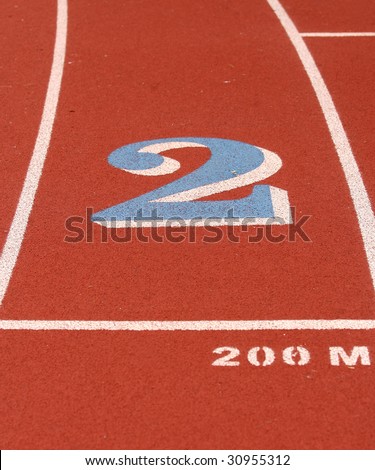 Number Two stating Number on Synthetic Athletic Track