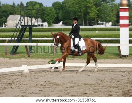 SARATOGA SPRINGS - MAY 23: Gail Kapiloff competes on Ghinger-Ale the Open Division at the Dressage May 23, 2009 in Saratoga Springs, NY.