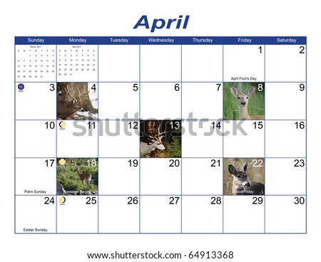 april calendar 2011 with holidays. April 2011 Calendar