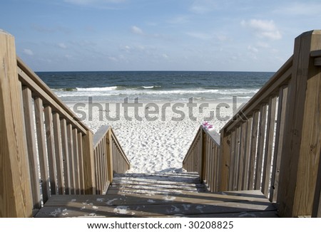 Stairway leading to the beach on the Alabama gulf coast.