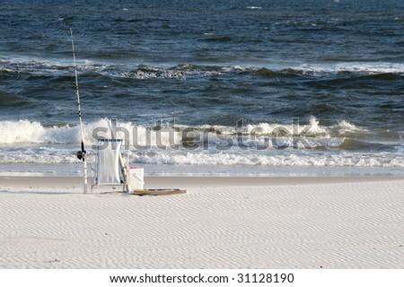 Fishing equipment at the beach on the Alabama gulf coast.