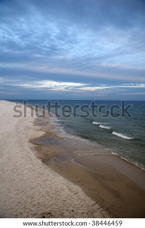 A view of the beach of Gulf State Park at Gulf Shores Alabama.