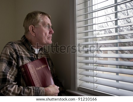 A senior man spending some quiet time.