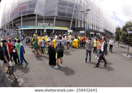 AUCKLAND-Mar.7: Cricket fans at the venue of ICC Cricket World Cup 2015 at Eden Park to watch Group A ODI match between South Africa and Pakistan in Auckland, New Zealand on Saturday, March 7, 2015