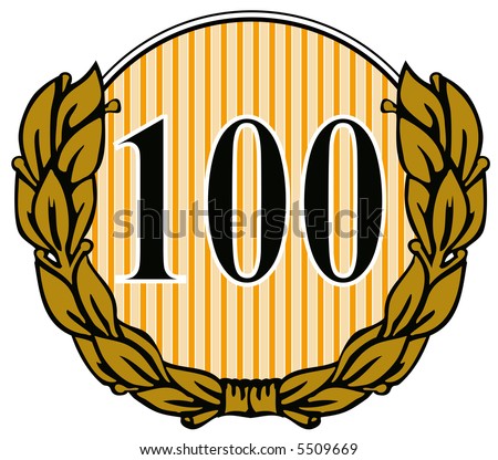  stock photo : Number 100 with laurel leaves