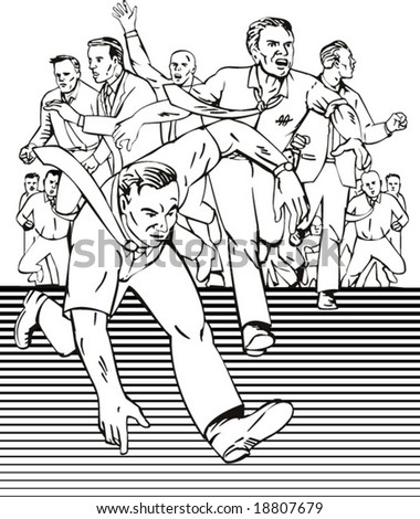 stock vector : Group of people running away from something