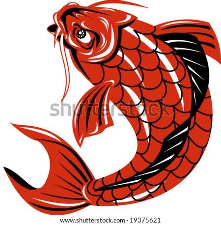 stock vector Koi carp jumping up Save to a lightbox Please Login