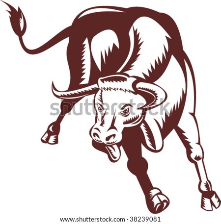 stock vector : Charging texas longhorn bull