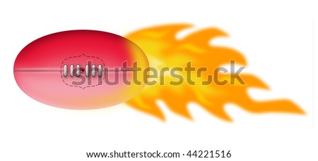 illustration of sherrin football used by aussie rules with burning flames