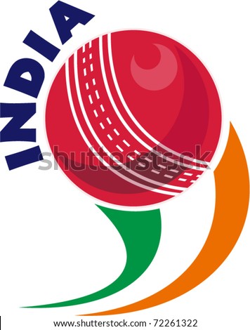 vector illustration of a cricket ball flying out with words 