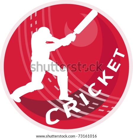 vector illustration of a cricket sports batsman batting viewed from front with cricket ball