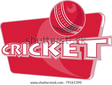 illustration of a cricket sports ball on isolated white  background done in retro style