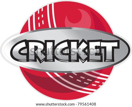 illustration of a cricket sports ball on isolated white  background done in retro style