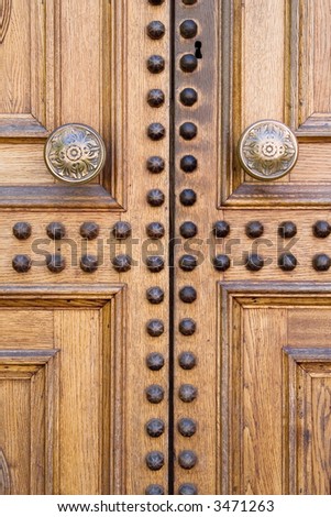 Light wooden door with a keyhole