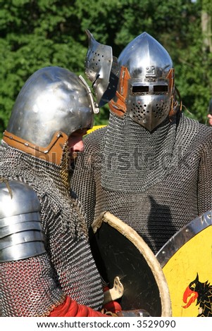 Medieval knights with a shields