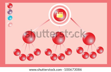 Red Round Capsule Flowchart on red Gradient  Background Vector
