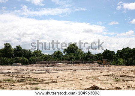 Under construction site with blue sky background