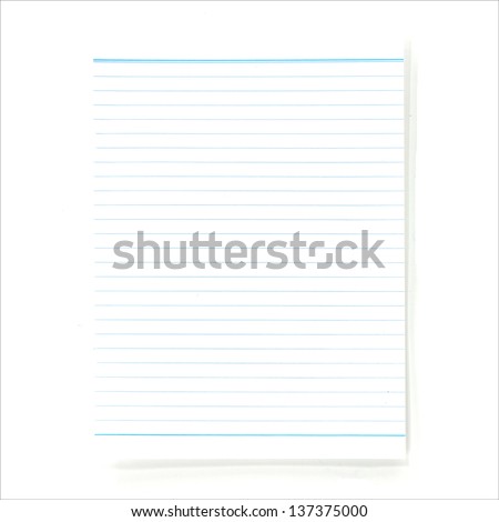 Striped notebook paper texture isolated on white background