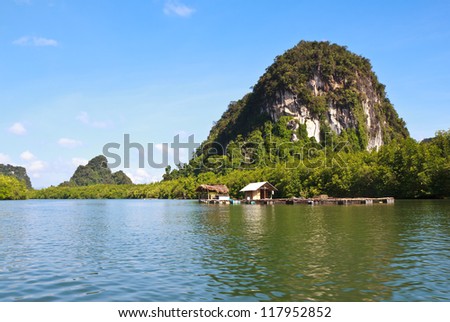 Mini house and stone mountain in the  mangrove swamp