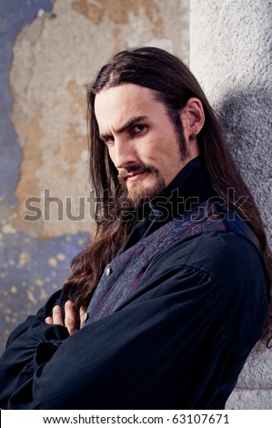 Handsome man with long hair