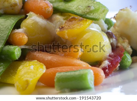 frozen vegetables, close up of frozen food, frozen food packaging