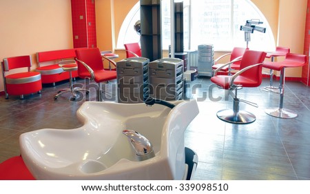 Spa salon interiors and equipment for body care and skin