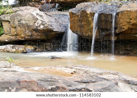 Close up view Waterfall with white stream in the national park