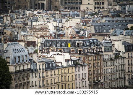Paris rooftops seen from tower of Notre Dame
