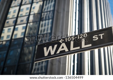 Sign for Wall Street in New York City Sign for Wall Street in New York City