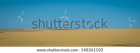 Wind turbines and wheat fields in eastern Washington state
