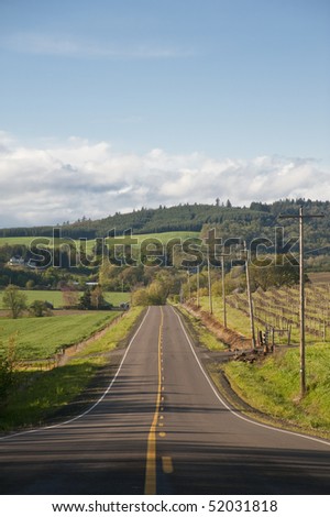 Rural highway in the Willamette Valley of Oregon