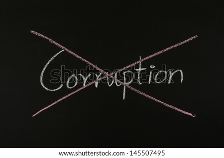 stop corruption,written on blackboard