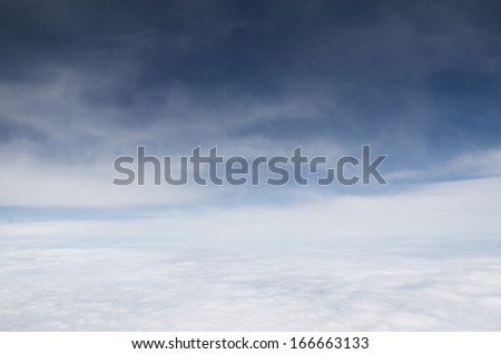 Clouds and sky . Plane view from airplane