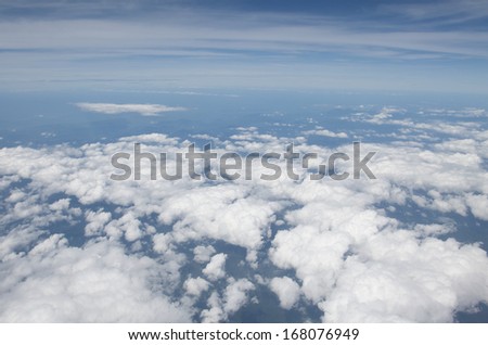 Clouds and sky . Plane view from airplane