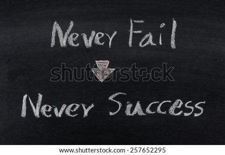 never fail never success text on blackboard