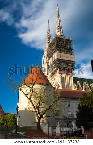 ZAGREB, CROATIA - April 9, 2014 - View of Cathedral of Assumption of the Blessed Virgin Mary in Zagreb, Croatia.