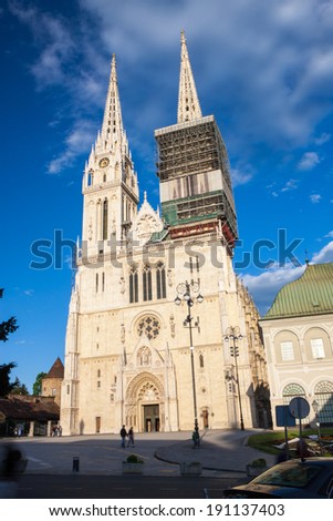 ZAGREB, CROATIA - April 9, 2014 - View of Cathedral of Assumption of the Blessed Virgin Mary in Zagreb, Croatia.