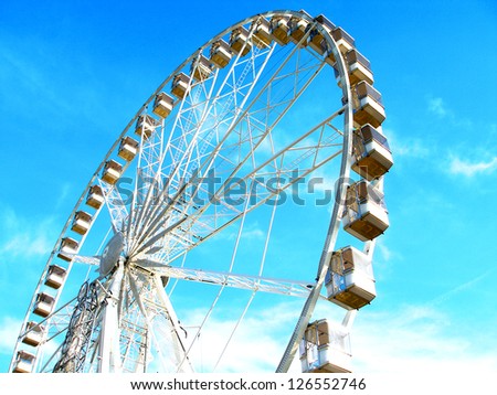 Ferris wheel in blue sky Paris ferris wheel