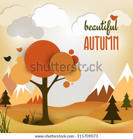 Vector autumn landscape background.Vector illustration. Autumn landscape.