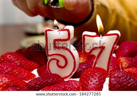 Strawberry shortcake with fifty five number candle