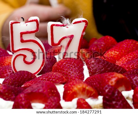 Strawberry shortcake with fifty five number candle