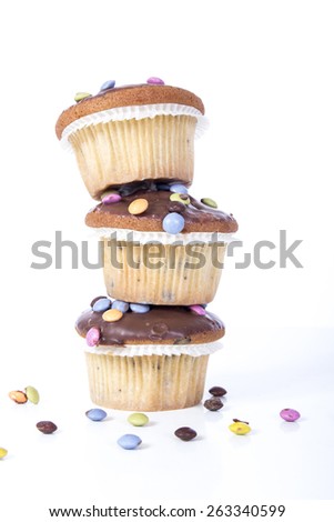 Chocolate muffin. Group of chocolate muffin.