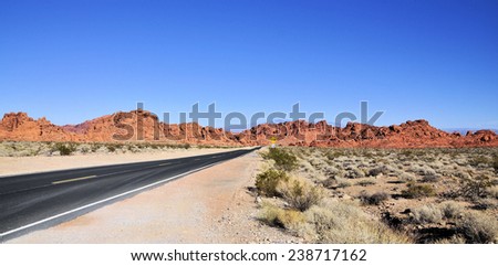 Highways and roads at the Valley of Fire / Road into the Valley of Fire