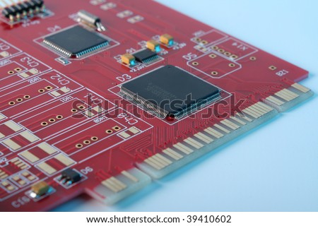 Electronic board - red PC card close-up