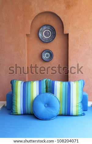 Beauty fancy blue bed and pillow
