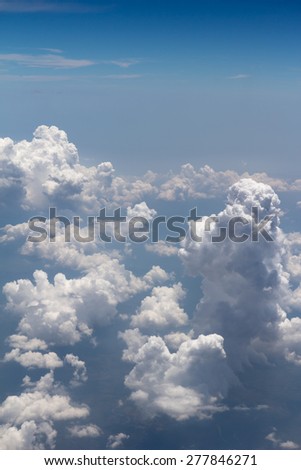 White fluffy clouds in the blue sky - Bird eye view